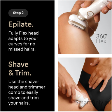Braun Silk-épil 9 Flex SkinSpa SES9-481 3D Epilator, Wet & Dry, White/Gold Braun Silk-épil 9 Flex SkinSpa SES9-481 3D Epilator, Wet & Dry, White/Gold