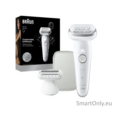 Braun Silk-épil 9 SES9-030 Epilator, Wet & Dry, White/Silver