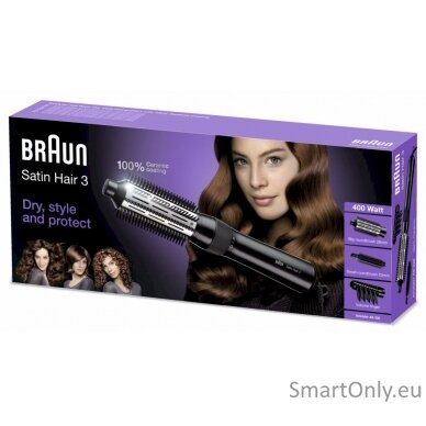 Braun Satin Hair 3 AS 330 Warranty 24 month(s) Number of heating levels 2 Ceramic heating system 400 W Black, Blue, Lilac 5