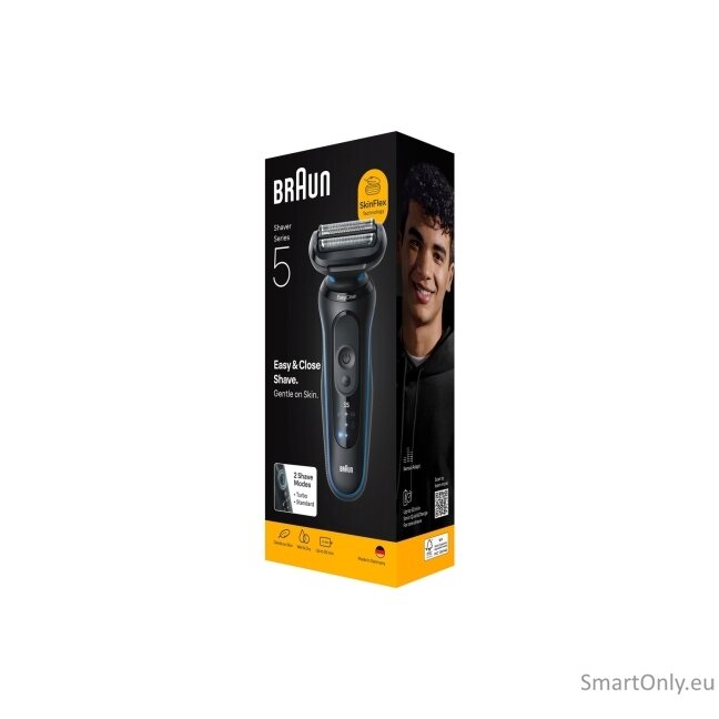 Braun Electric Shaver | Series 5 52-B1000s | Operating time (max) 50 min | Wet & Dry | Lithium Ion | Black/Blue 1 Braun Electric Shaver | Series 5 52-B1000s | Operating time (max) 50 min | Wet & Dry | Lithium Ion | Black/Blue 1