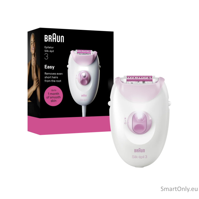 Braun Epilator | SE3-000 Silk épil 3 | Number of power levels 2 | White/Purple