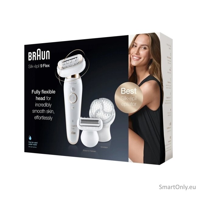 Braun Epilator | SES9-030 3D Silk-Epilk 9 Flex | Operating time (max) 50 min | Number of power levels 2 | Wet & Dry | White/Rose 1 Braun Epilator | SES9-030 3D Silk-Epilk 9 Flex | Operating time (max) 50 min | Number of power levels 2 | Wet & Dry | White/Rose 1