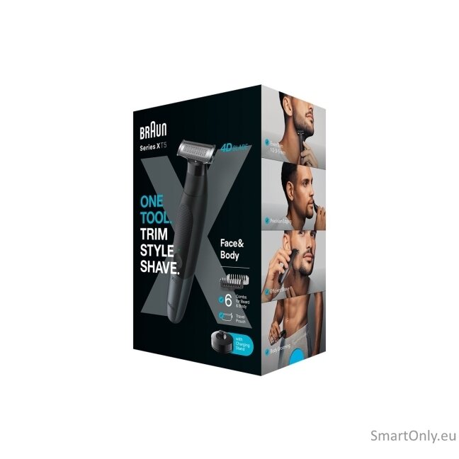 Braun Face and Body Hair trimmer | XT5300 Series XT5 | Cordless | Wet & Dry | Number of length steps 6 | Black/Silver 1