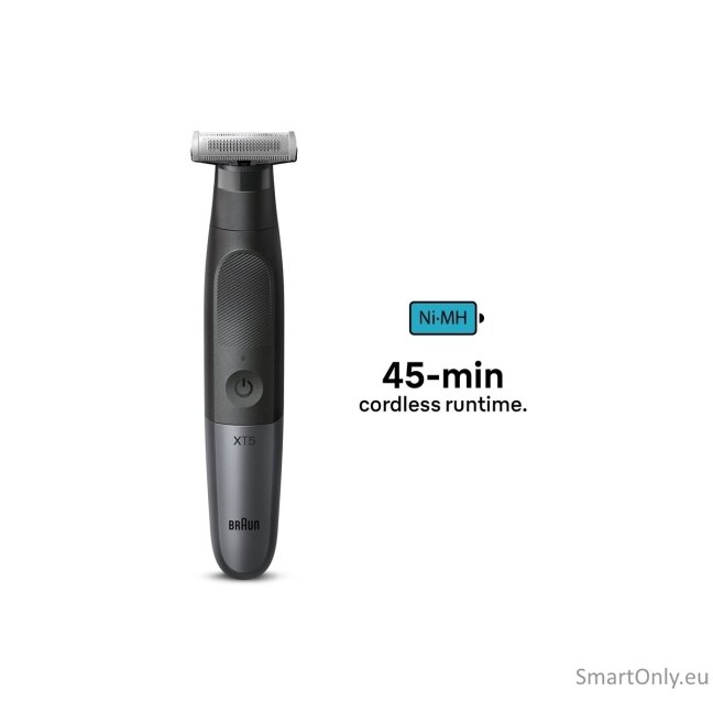 Braun Face and Body Hair trimmer | XT5300 Series XT5 | Cordless | Wet & Dry | Number of length steps 6 | Black/Silver Braun Face and Body Hair trimmer | XT5300 Series XT5 | Cordless | Wet & Dry | Number of length steps 6 | Black/Silver