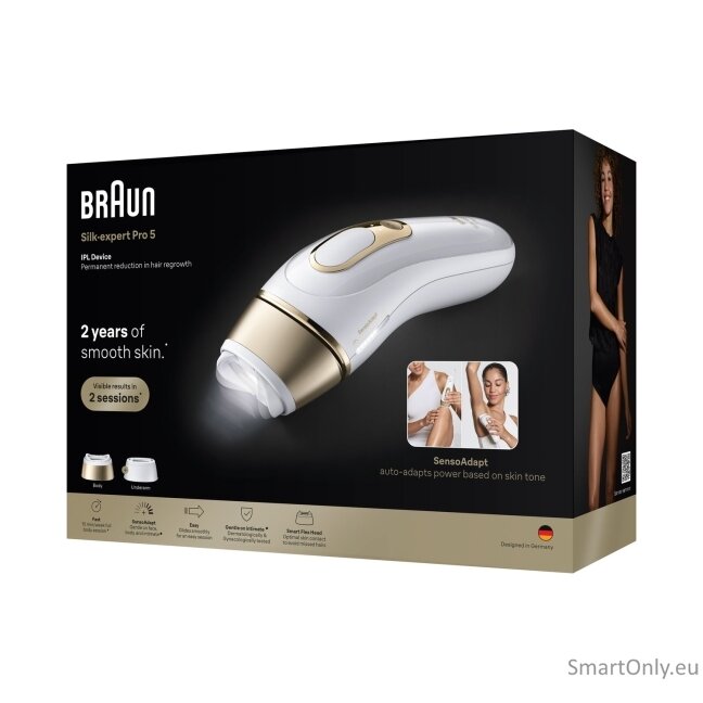 Braun IPL Epilator | Silk expert Pro 5 PL5210 | Number of power levels 3 | White/Gold 4