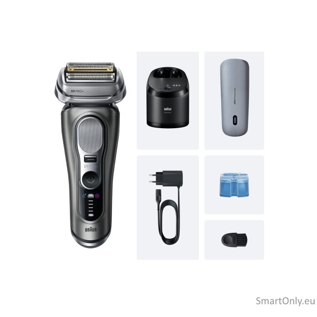 Braun Shaver | Series 9 Pro+ 9675cc | Operating time (max) 60 min | Wet & Dry | Lithium Ion | Grey
