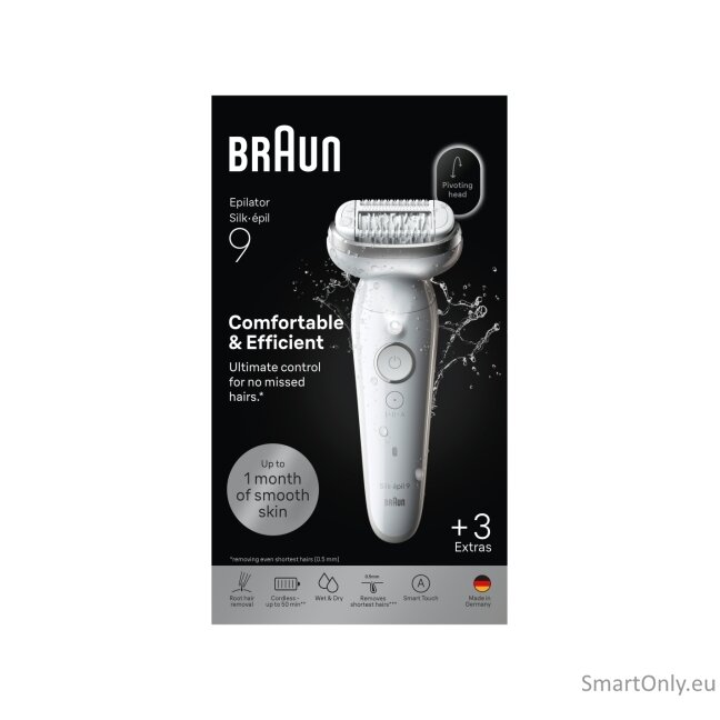 Braun Silk-épil 9 SES9-030 Epilator, Wet & Dry, White/Silver 4