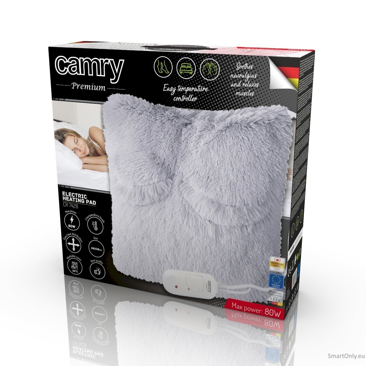 Camry Electirc heating pad CR 7428 Number of heating levels 2, Number of persons 1, Washable, Remote control, Grey 4 Camry Electirc heating pad CR 7428 Number of heating levels 2, Number of persons 1, Washable, Remote control, Grey 4