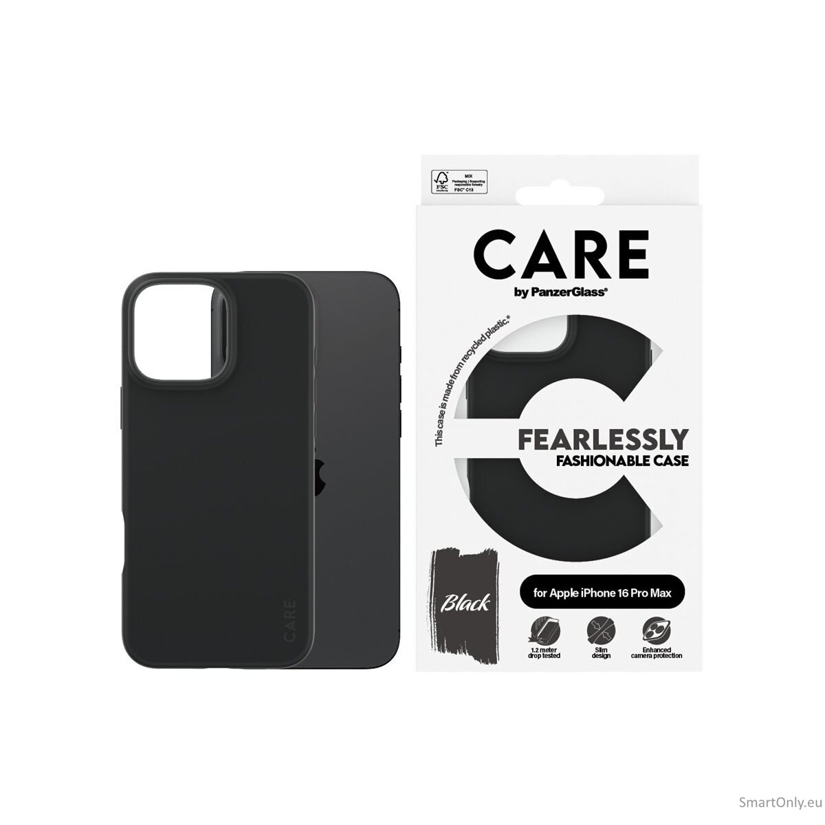 CARE by PanzerGlass Case Fashion Black iPhone 16 Pro Max | CARE 5 CARE by PanzerGlass Case Fashion Black iPhone 16 Pro Max | CARE 5