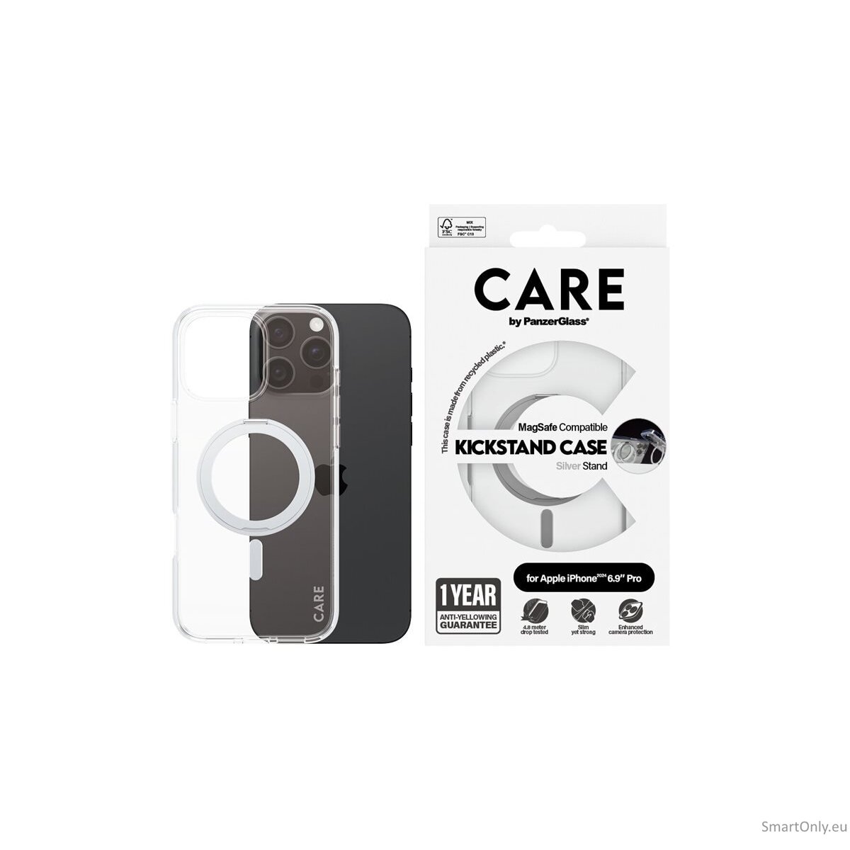 CARE by PanzerGlass Case Feature Silver Kickstand & MagSafe iPhone 16 Pro Max | CARE 6 CARE by PanzerGlass Case Feature Silver Kickstand & MagSafe iPhone 16 Pro Max | CARE 6