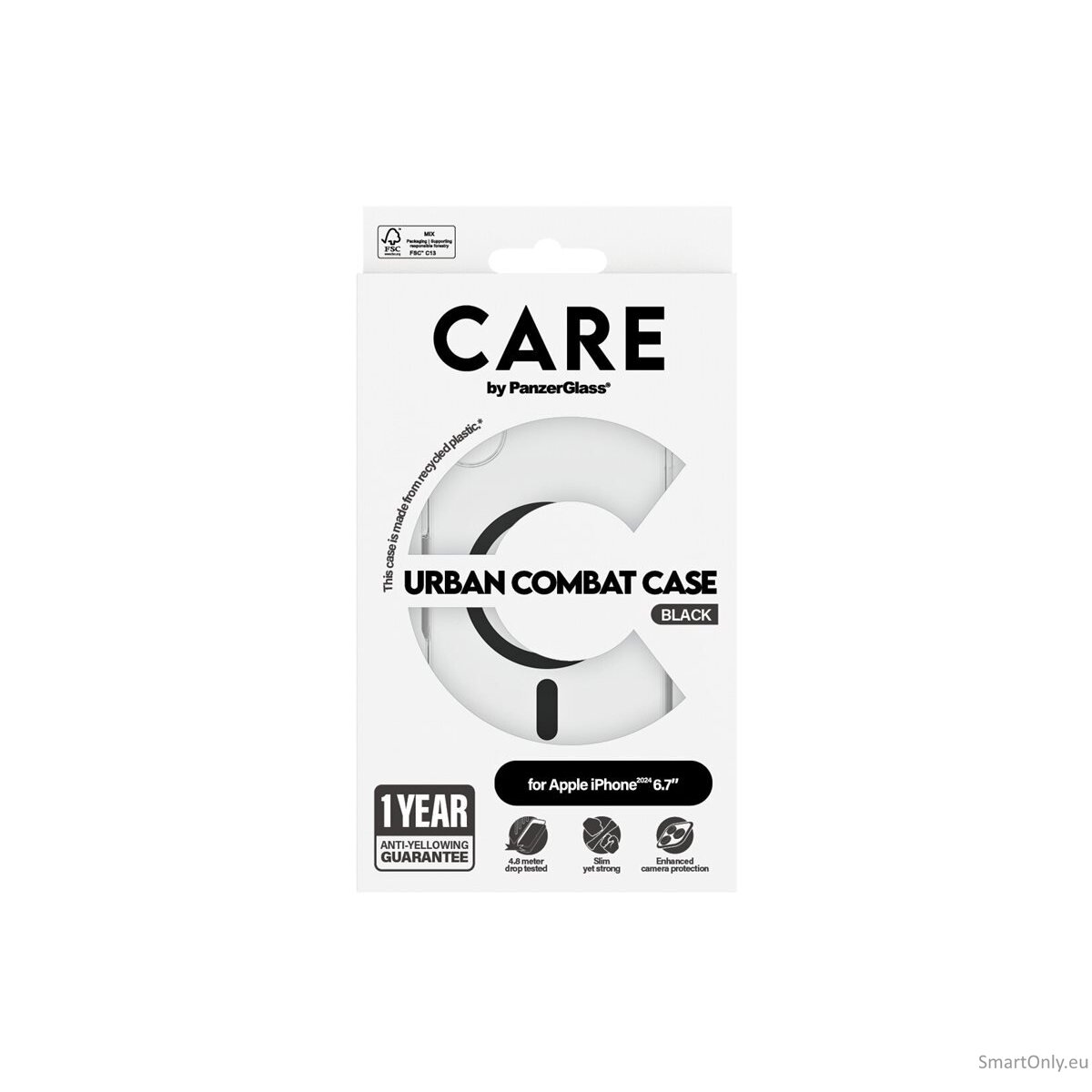 CARE by PanzerGlass Case Flagship | Back protection | Apple | iPhone 16 Plus | Recycled plastic | Transparent/Black | MagSafe 7 CARE by PanzerGlass Case Flagship | Back protection | Apple | iPhone 16 Plus | Recycled plastic | Transparent/Black | MagSafe 7