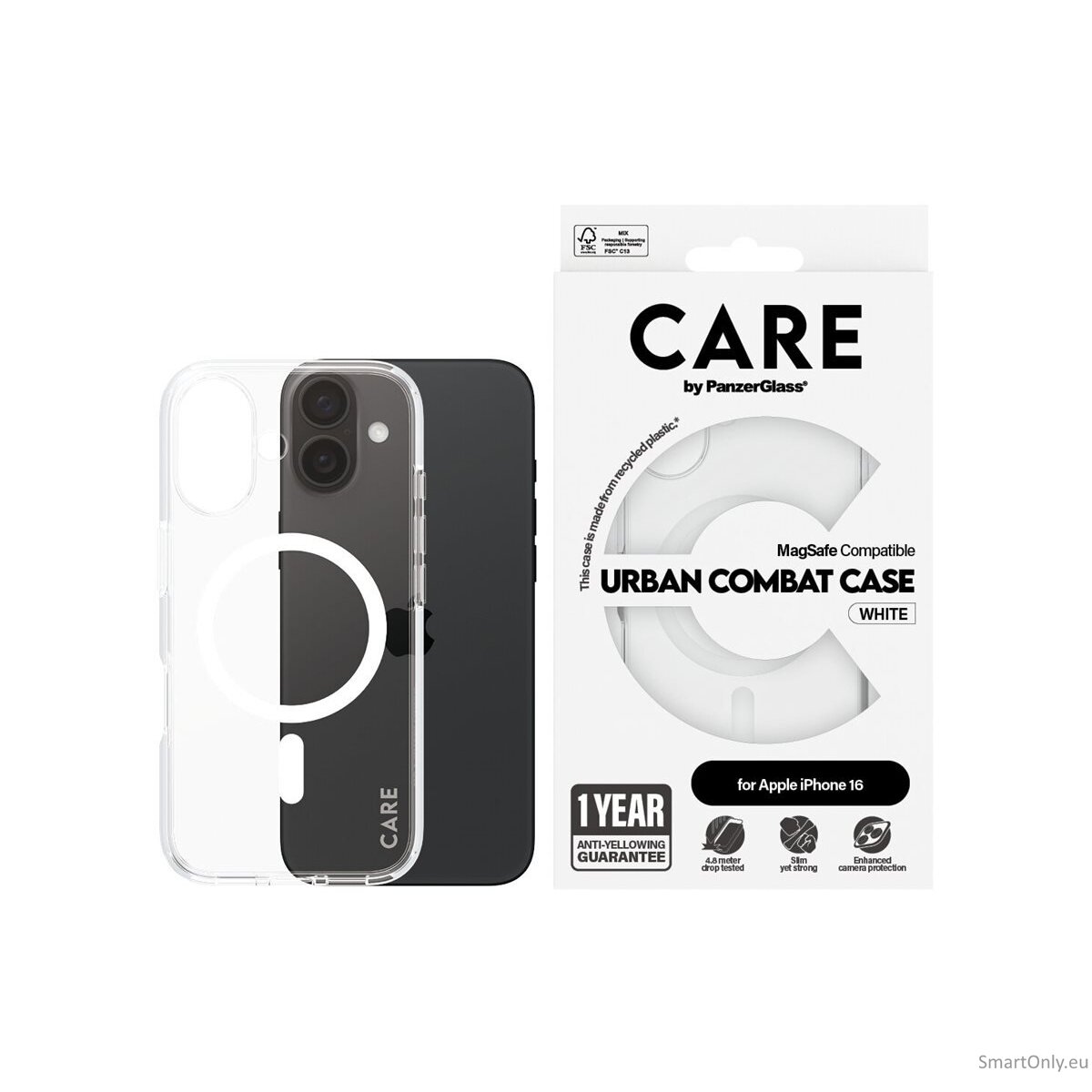 CARE by PanzerGlass Case Flagship White MagSafe iPhone 16 | CARE 6 CARE by PanzerGlass Case Flagship White MagSafe iPhone 16 | CARE 6