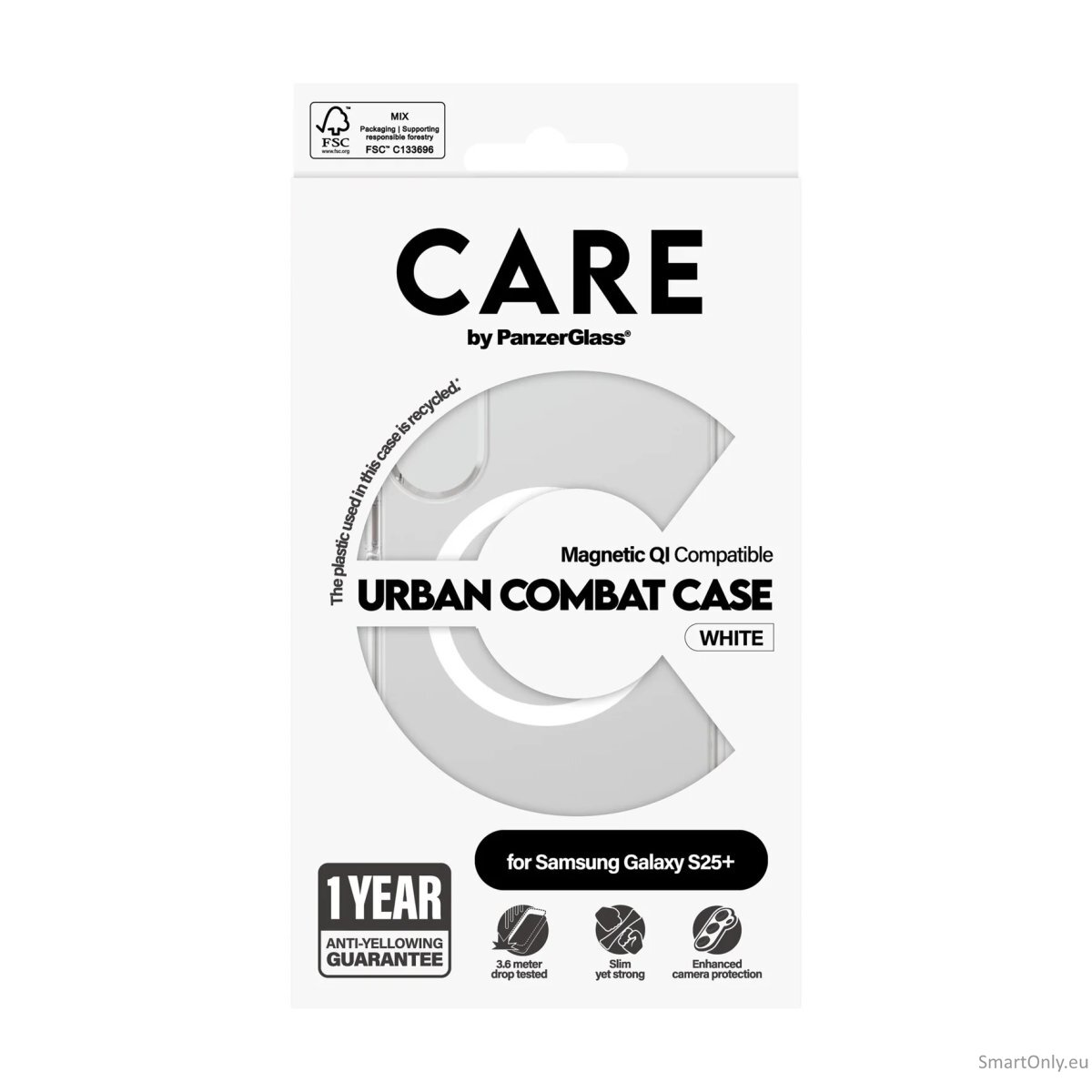 CARE by PanzerGlass Flagship Case Transparent Urban Combat w. White Qi Compatible Samsung Galaxy S25 | CARE 3 CARE by PanzerGlass Flagship Case Transparent Urban Combat w. White Qi Compatible Samsung Galaxy S25 | CARE 3