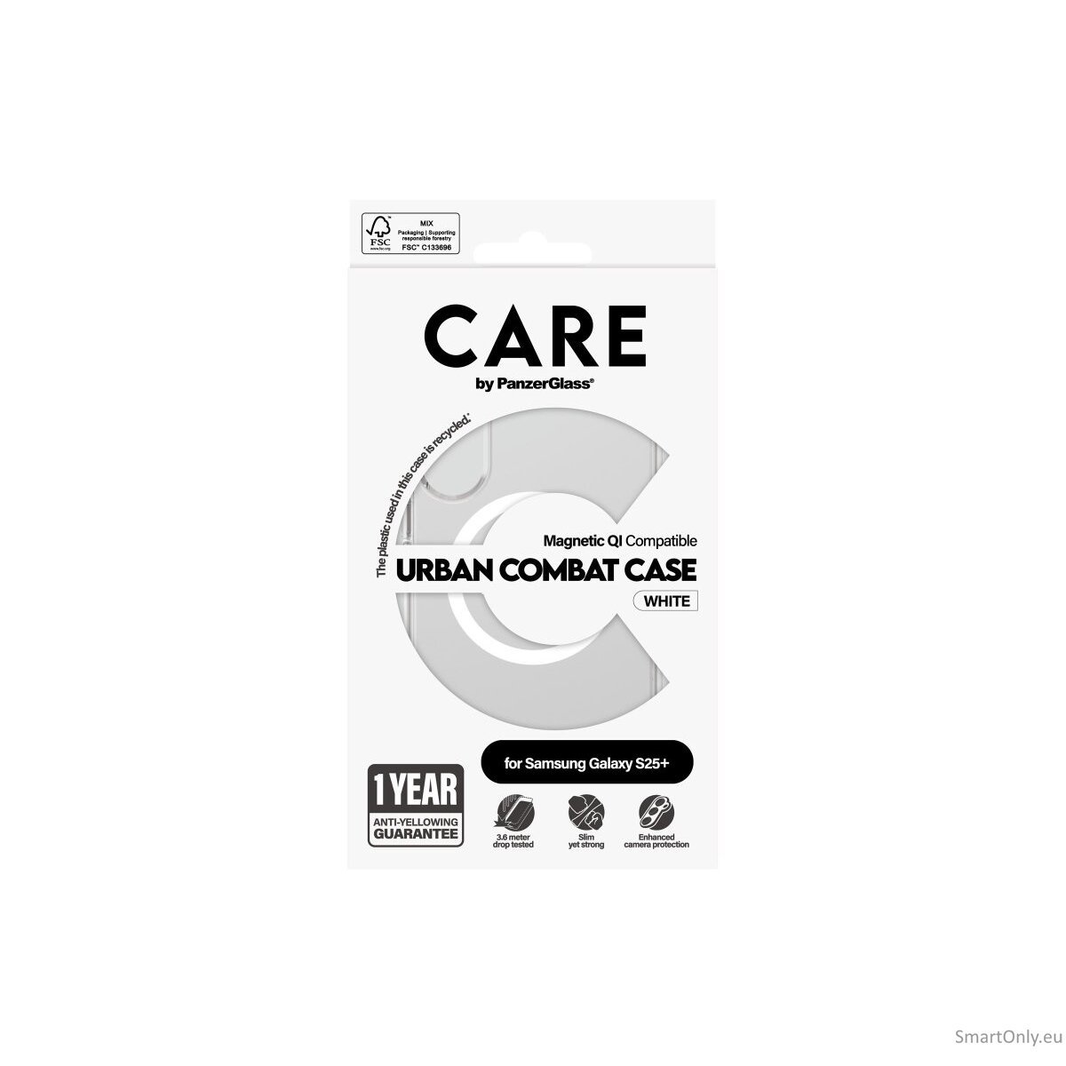 CARE by PanzerGlass Flagship Case Transparent Urban Combat w. White Qi Compatible Samsung Galaxy S25 | CARE 8 CARE by PanzerGlass Flagship Case Transparent Urban Combat w. White Qi Compatible Samsung Galaxy S25 | CARE 8