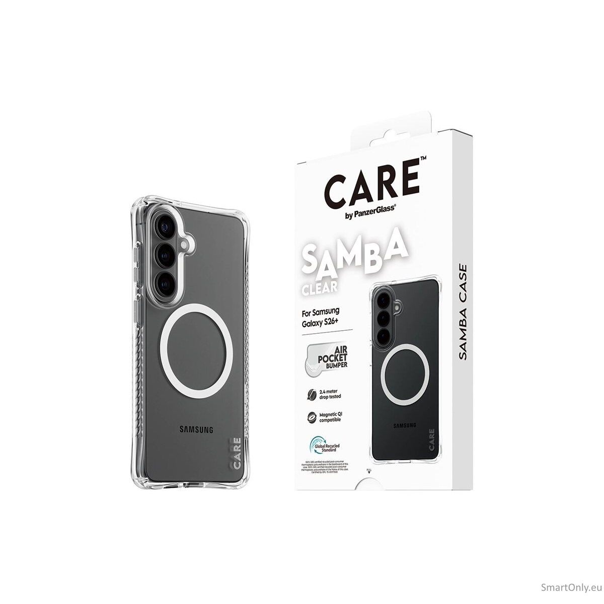 CARE by PanzerGlass Samba Case Transparent w. White Qi Samsung New Galaxy S26 Plus | PanzerGlass 3