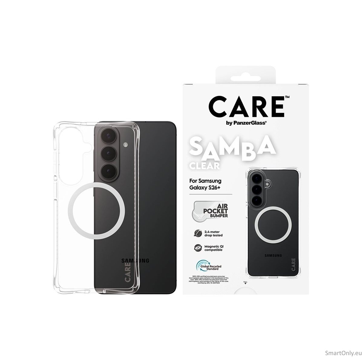 CARE by PanzerGlass Samba Case Transparent w. White Qi Samsung New Galaxy S26 Plus | PanzerGlass CARE by PanzerGlass Samba Case Transparent w. White Qi Samsung New Galaxy S26 Plus | PanzerGlass