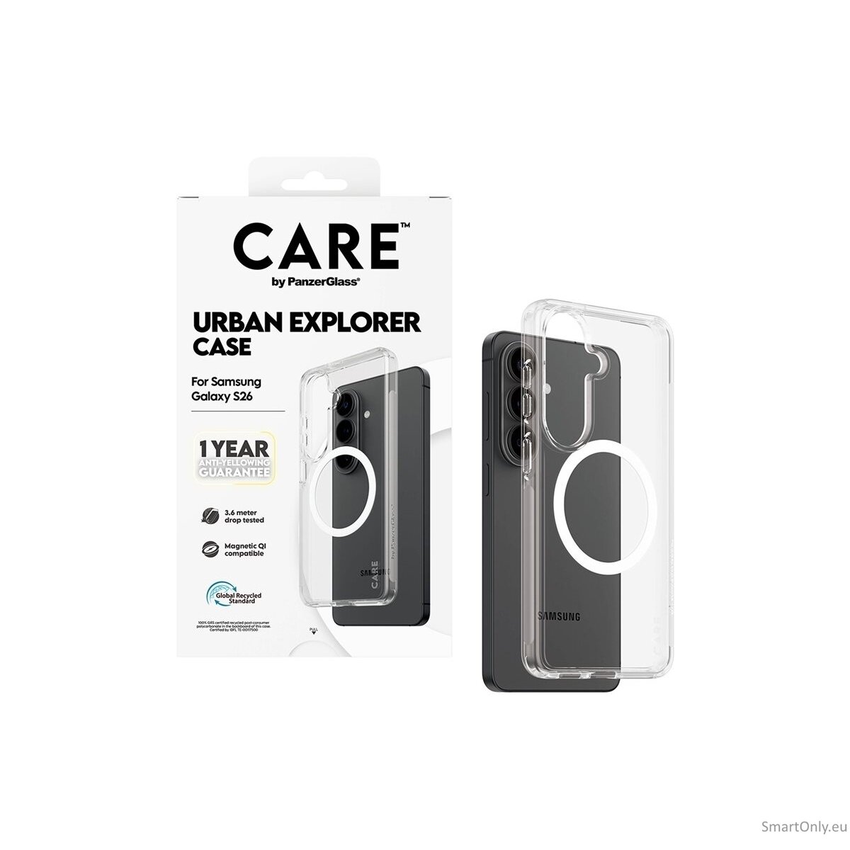 CARE by PanzerGlass Urban Explorer Case Transparent w. White Qi Samsung New Galaxy S26 | PanzerGlass 3 CARE by PanzerGlass Urban Explorer Case Transparent w. White Qi Samsung New Galaxy S26 | PanzerGlass 3