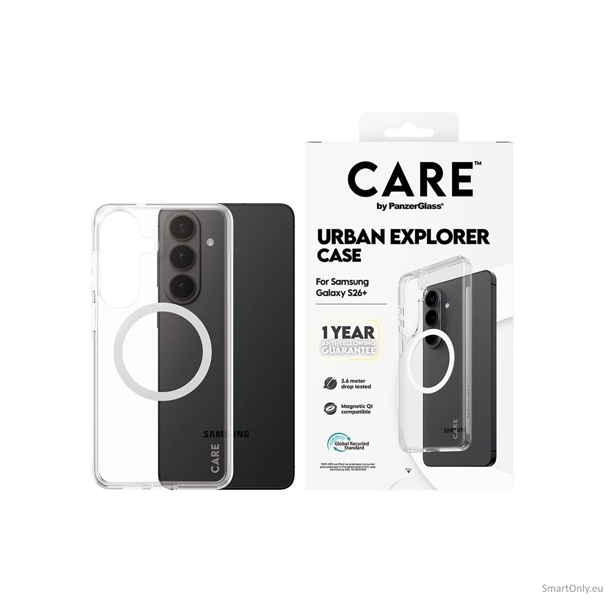 CARE by PanzerGlass Urban Explorer Case Transparent w. White Qi Samsung New Galaxy S26 Plus | PanzerGlass 4 CARE by PanzerGlass Urban Explorer Case Transparent w. White Qi Samsung New Galaxy S26 Plus | PanzerGlass 4