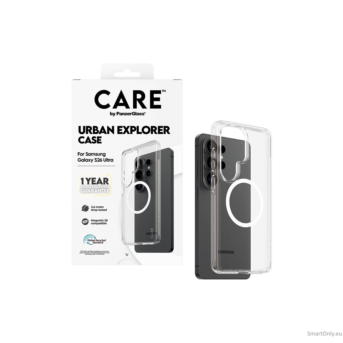 CARE by PanzerGlass Urban Explorer Case Transparent w. White Qi Samsung New Galaxy S26 Ultra | PanzerGlass 2 CARE by PanzerGlass Urban Explorer Case Transparent w. White Qi Samsung New Galaxy S26 Ultra | PanzerGlass 2