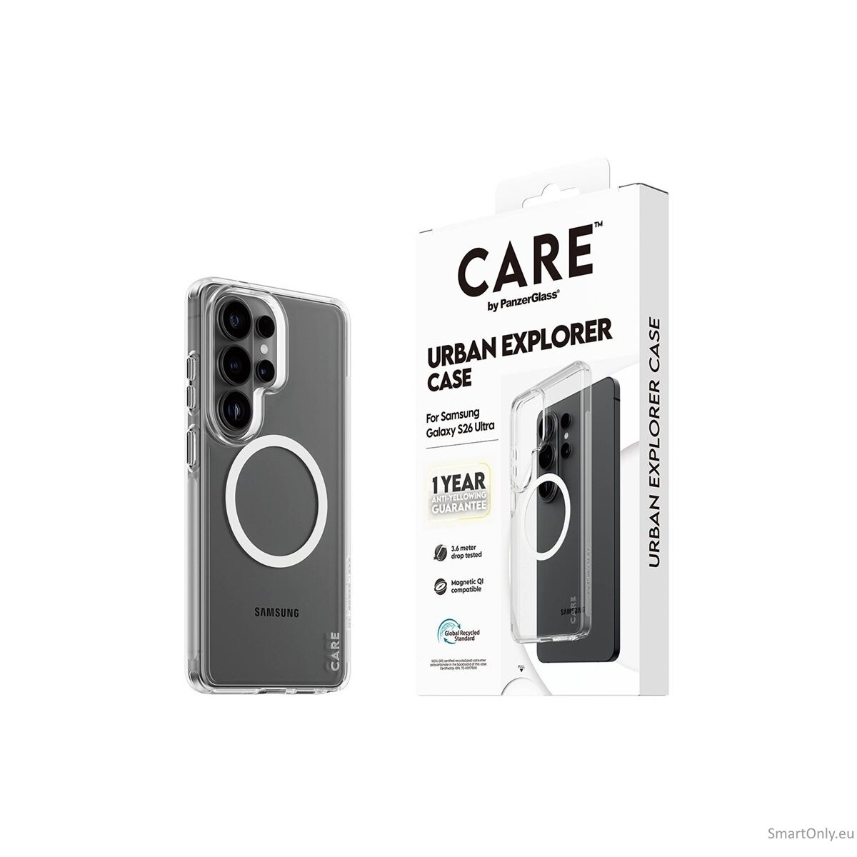 CARE by PanzerGlass Urban Explorer Case Transparent w. White Qi Samsung New Galaxy S26 Ultra | PanzerGlass 3 CARE by PanzerGlass Urban Explorer Case Transparent w. White Qi Samsung New Galaxy S26 Ultra | PanzerGlass 3