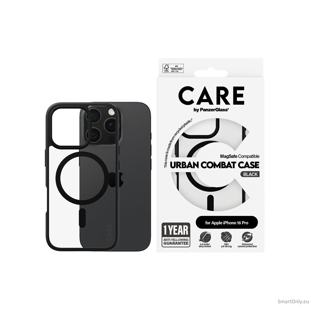 CARE Flagship Case | Back cover | Apple | iPhone 16 PRO | Recycled plastic | Black | MagSafe 4 CARE Flagship Case | Back cover | Apple | iPhone 16 PRO | Recycled plastic | Black | MagSafe 4