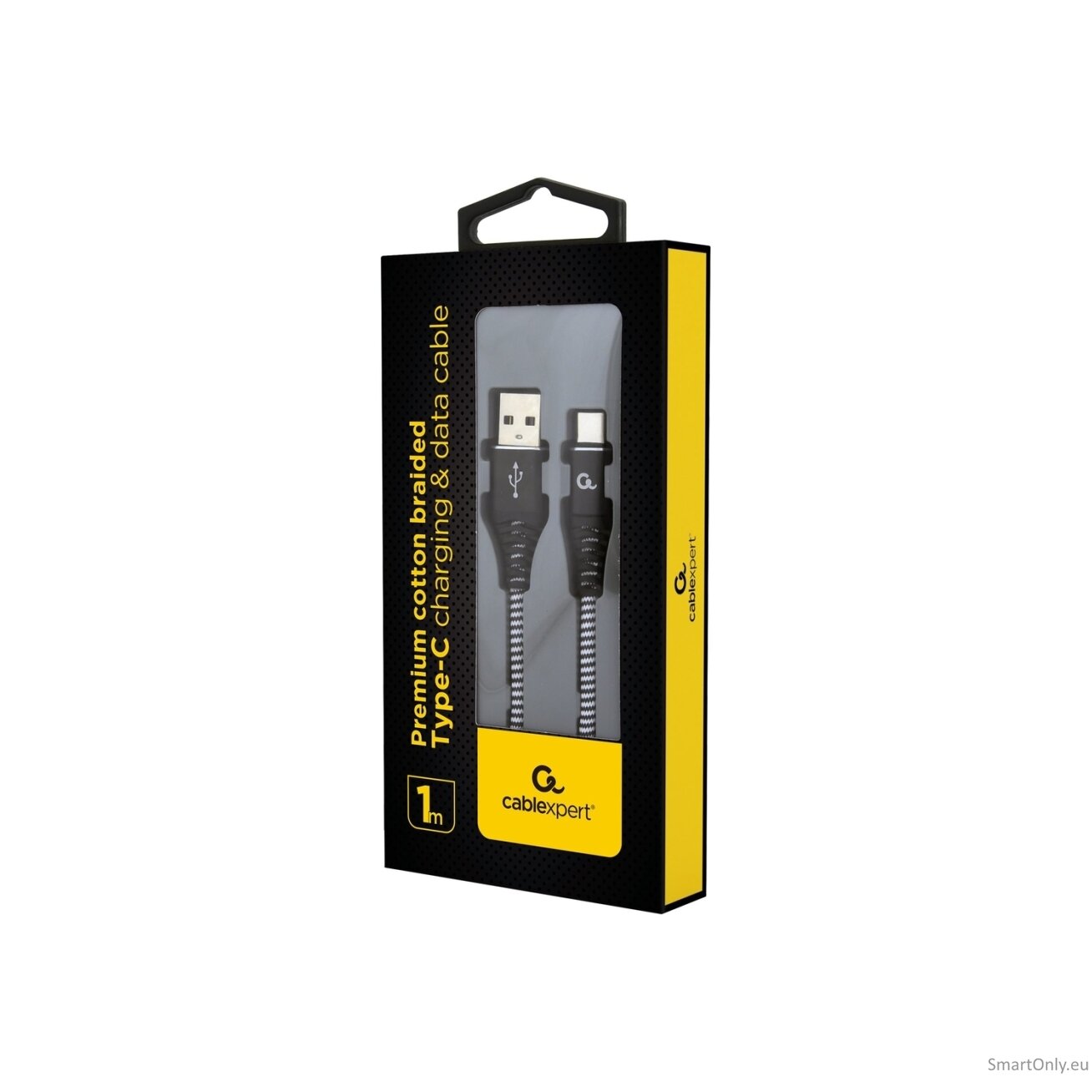Cablexpert | Premium cotton braided Type-C USB charging and data cable, 1 m | CC-USB2B-AMCM-1M-BW 3 Cablexpert | Premium cotton braided Type-C USB charging and data cable, 1 m | CC-USB2B-AMCM-1M-BW 3