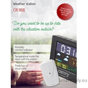 Camry Weather station CR 1166 Black, Date display 4