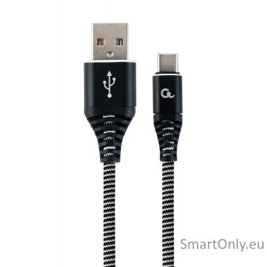 Cablexpert | Premium cotton braided Type-C USB charging and data cable, 1 m | CC-USB2B-AMCM-1M-BW Cablexpert | Premium cotton braided Type-C USB charging and data cable, 1 m | CC-USB2B-AMCM-1M-BW