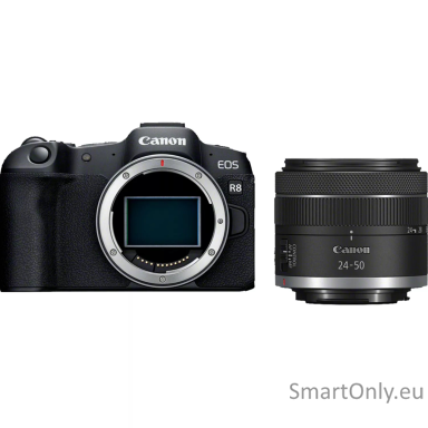 Canon | EOS R8 Body + RF 24-50mm F4.5-6.3 IS STM (AIP) | Megapixel 24.2 MP | Image stabilizer | ISO sensitivity (max) 102400 | Display diagonal 3 " | Wi-Fi | Video recording | Automatic, manual | CMOS