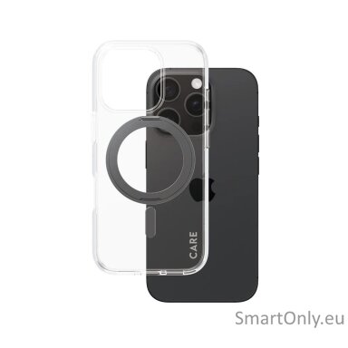 CARE by PanzerGlass Feature Case Transparent w. Black Kickstand & MagSafe iPhone 16 Pro | CARE