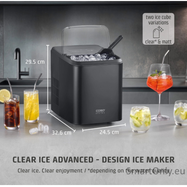 Caso Ice Cube Maker | Clear Ice Advanced | Power 130 W | Capacity 1.5 L | Matt Black