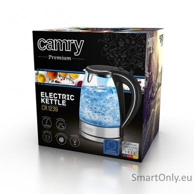 Camry Kettle CR 1239 Electric 2000 W 1.7 L Glass 360° rotational base Black 1