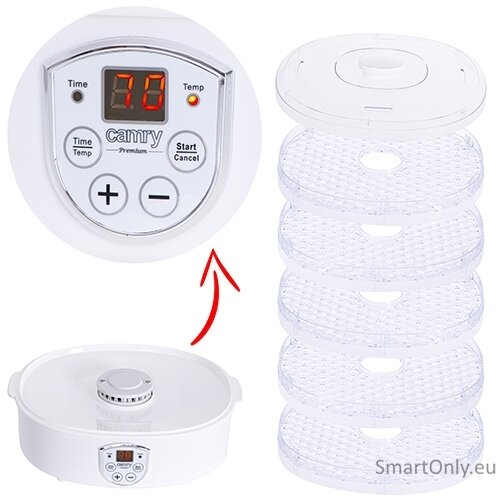 Camry | Food Dehydrator | CR 6659 | Power 240 W | Number of trays 5 | Temperature control | Integrated timer | White 3