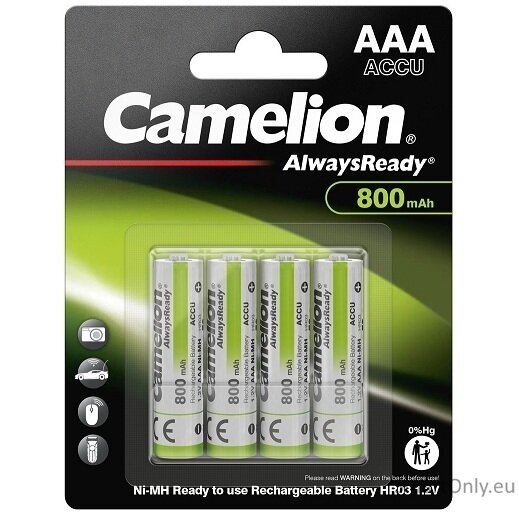 Camelion AlwaysReady R03 AAA R2U 800 pakartotinai kraunama baterija, 4 vnt. Camelion AlwaysReady R03 AAA R2U 800 pakartotinai kraunama baterija, 4 vnt.