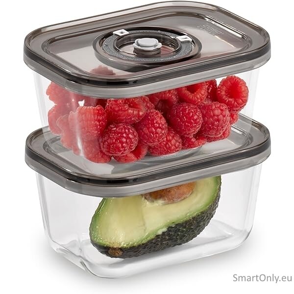 Caso | Glass Vacuum Containers with Plastic Lid (2 pcs) | VacuBoxx Eco-Duo S | Transparent Caso | Glass Vacuum Containers with Plastic Lid (2 pcs) | VacuBoxx Eco-Duo S | Transparent