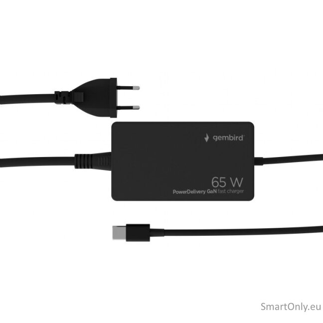 Cablexpert 65 W PowerDelivery GaN USB Type-C Fast Charger | NPA-AC-PDQC65-01 Cablexpert 65 W PowerDelivery GaN USB Type-C Fast Charger | NPA-AC-PDQC65-01