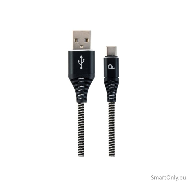 Cablexpert | Premium cotton braided Type-C USB charging and data cable, 1 m | CC-USB2B-AMCM-1M-BW 2