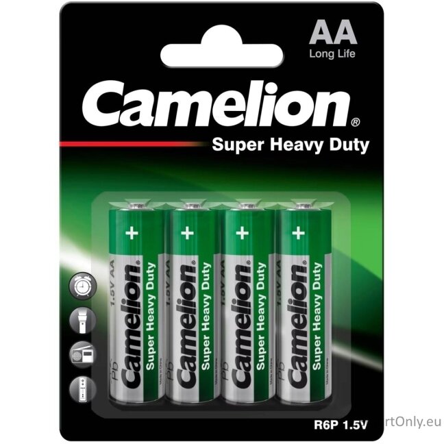 Camelion AA Super Heavy Duty cinko anglies baterijos 4 vnt. Camelion AA Super Heavy Duty cinko anglies baterijos 4 vnt.