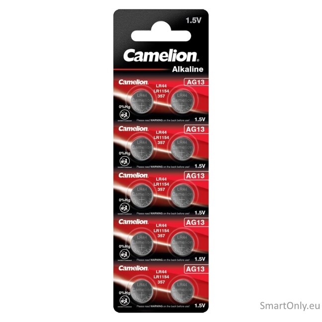 Camelion AG13 LR1154 LR44 357 šarminės baterijos 10 vnt. Camelion AG13 LR1154 LR44 357 šarminės baterijos 10 vnt.