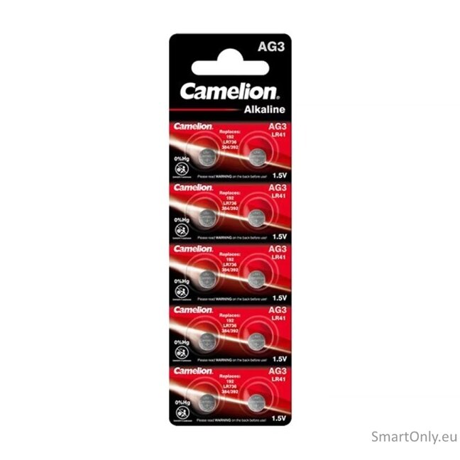 Camelion AG3/LR41/392/192 šarminės baterijos 10 vnt. Camelion AG3/LR41/392/192 šarminės baterijos 10 vnt.