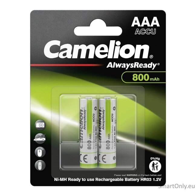 Camelion AlwaysReady AAA R03 800 mah pakraunamos baterijos 2 vnt. Camelion AlwaysReady AAA R03 800 mah pakraunamos baterijos 2 vnt.