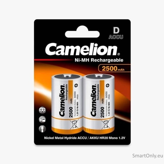 Camelion HR20 D 2500mAh įkraunamos baterijos, 2 vnt. Camelion HR20 D 2500mAh įkraunamos baterijos, 2 vnt.