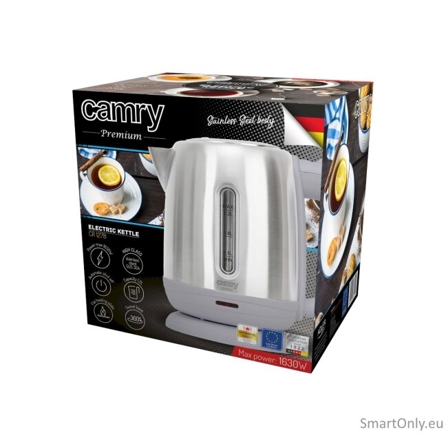 Camry Kettle CR 1278 Standard 1630 W 1.2 L Stainless steel 360° rotational base Stainless steel 3 Camry Kettle CR 1278 Standard 1630 W 1.2 L Stainless steel 360° rotational base Stainless steel 3