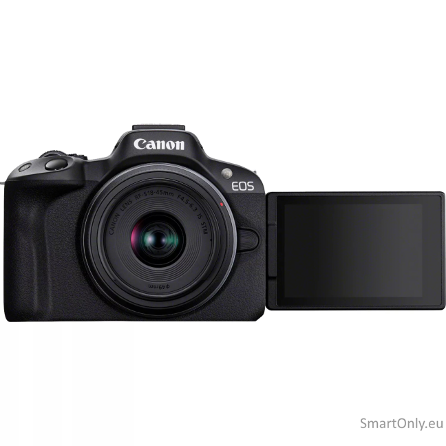 Canon | EOS R50 + RF-S 18-45mm F4.5-6.3 IS STM (SIP) | Megapixel 24.2 MP | Image stabilizer | ISO sensitivity (max) 32000 | Display diagonal 2.95 " | Wi-Fi | Video recording | Automatic, manual | CMOS | Black 8 Canon | EOS R50 + RF-S 18-45mm F4.5-6.3 IS STM (SIP) | Megapixel 24.2 MP | Image stabilizer | ISO sensitivity (max) 32000 | Display diagonal 2.95 " | Wi-Fi | Video recording | Automatic, manual | CMOS | Black 8