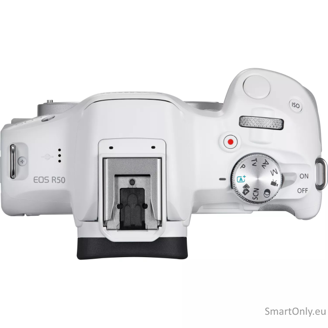 Canon | EOS R50 WH + RF-S 18-45mm F4.5-6.3 IS STM (SIP) | Megapixel 24.2 MP | Image stabilizer | ISO sensitivity (max) 32000 | Display diagonal 2.95 " | Wi-Fi | Video recording | Automatic, manual | CMOS | White 2 Canon | EOS R50 WH + RF-S 18-45mm F4.5-6.3 IS STM (SIP) | Megapixel 24.2 MP | Image stabilizer | ISO sensitivity (max) 32000 | Display diagonal 2.95 " | Wi-Fi | Video recording | Automatic, manual | CMOS | White 2