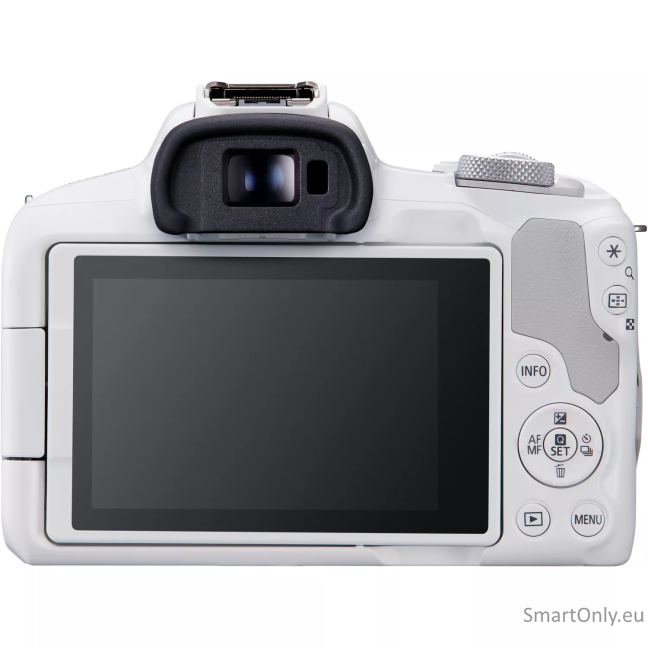 Canon | EOS R50 WH + RF-S 18-45mm F4.5-6.3 IS STM (SIP) | Megapixel 24.2 MP | Image stabilizer | ISO sensitivity (max) 32000 | Display diagonal 2.95 " | Wi-Fi | Video recording | Automatic, manual | CMOS | White 6