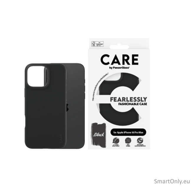CARE by PanzerGlass Case Fashion Black iPhone 16 Pro Max | CARE 2 CARE by PanzerGlass Case Fashion Black iPhone 16 Pro Max | CARE 2