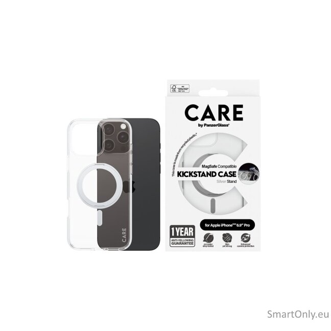 CARE by PanzerGlass Case Feature Silver Kickstand & MagSafe iPhone 16 Pro Max | CARE 6