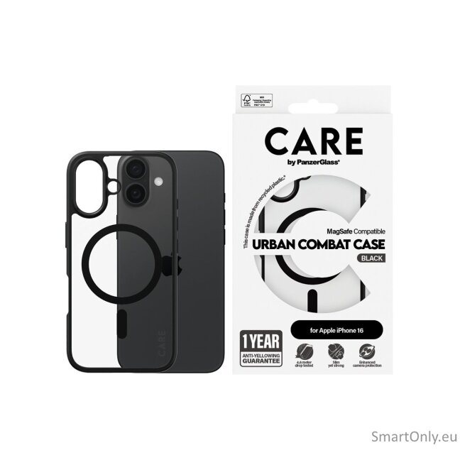 CARE by PanzerGlass Case Flagship Urban Combat Black MagSafe iPhone 16 | CARE 4 CARE by PanzerGlass Case Flagship Urban Combat Black MagSafe iPhone 16 | CARE 4