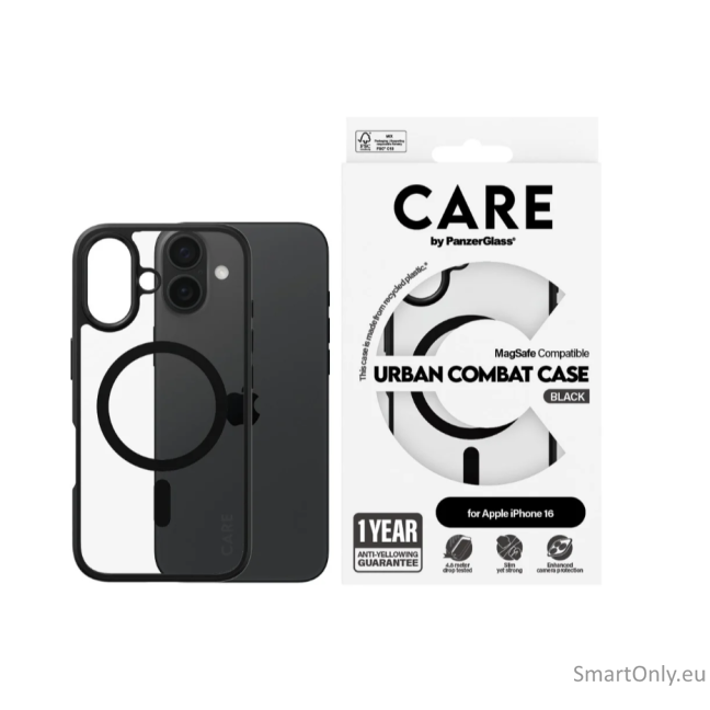 CARE by PanzerGlass Case Flagship Urban Combat Black MagSafe iPhone 16 | CARE 2 CARE by PanzerGlass Case Flagship Urban Combat Black MagSafe iPhone 16 | CARE 2